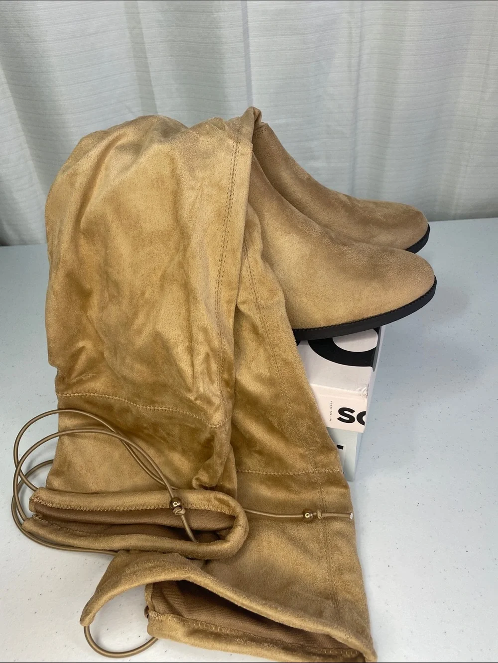 SO Over-the-Knee Suede Boots in Tan